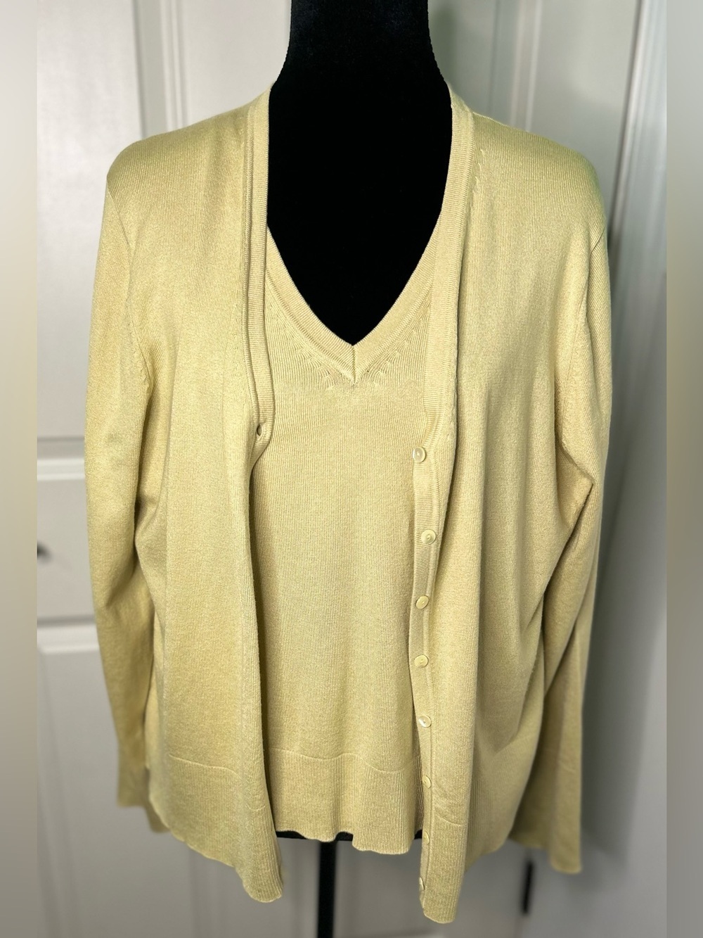 Belford Saks Fifth Avenue Vintage Y2K Silk Blend Twinset Cardigan Sweater Set XL